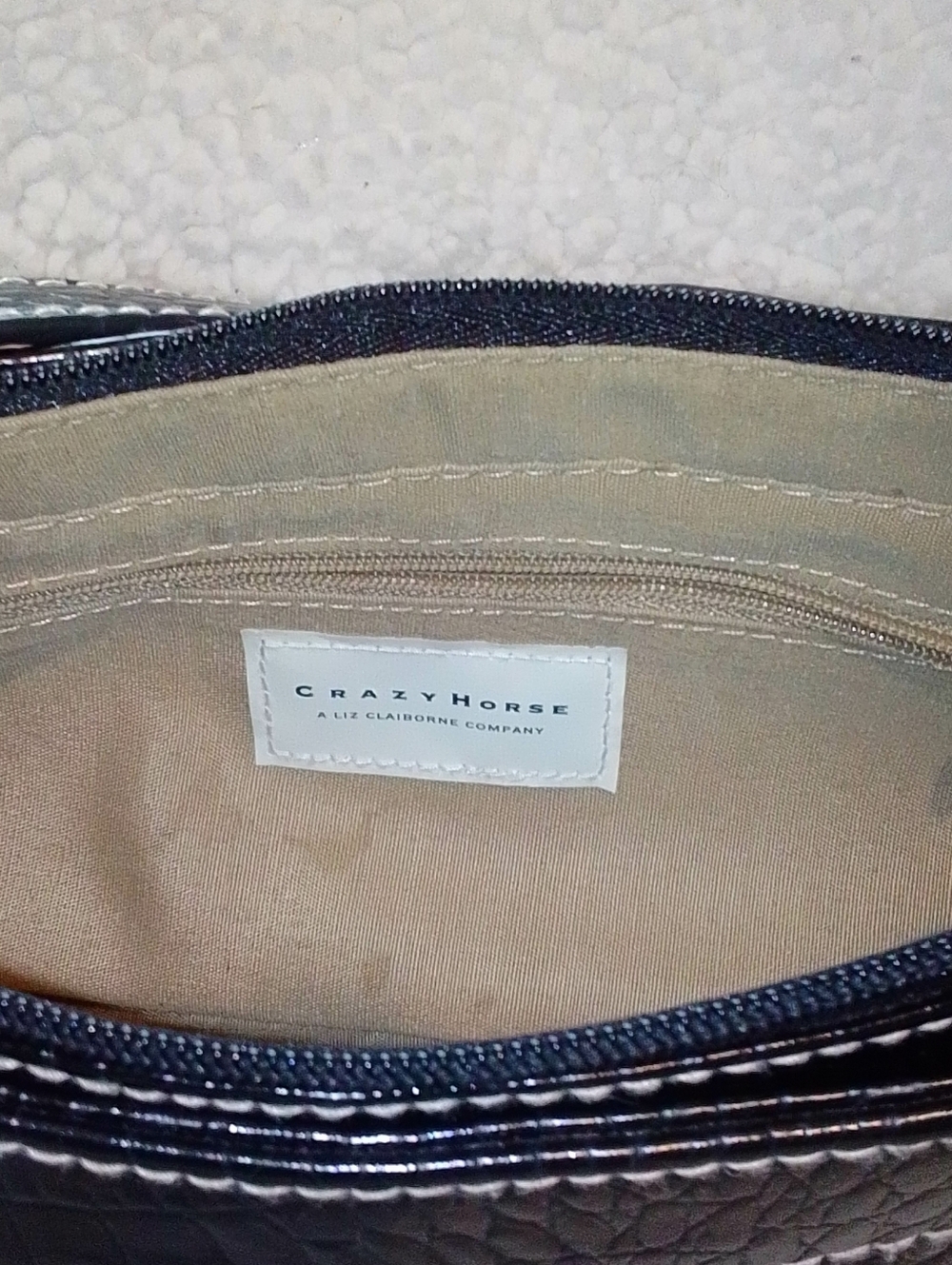 Croc-Embossed Glossy Black Wristlet Clutch - Picture 2 of 7